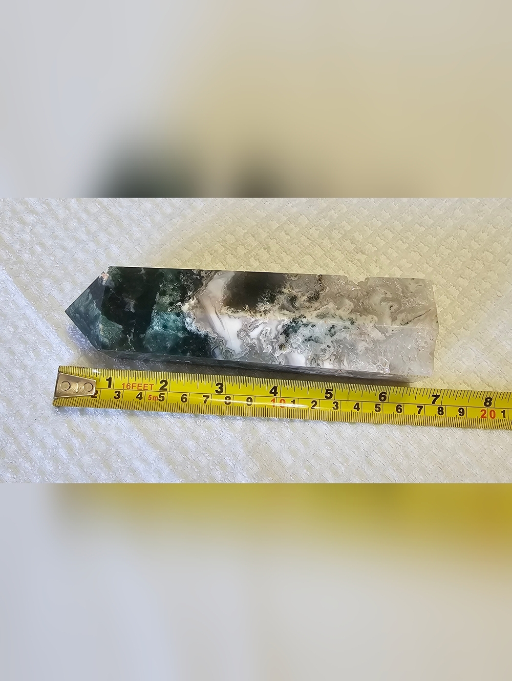 New Moss Agate/Quartz Point Tower - Natural Crystal - Picture 5 of 11